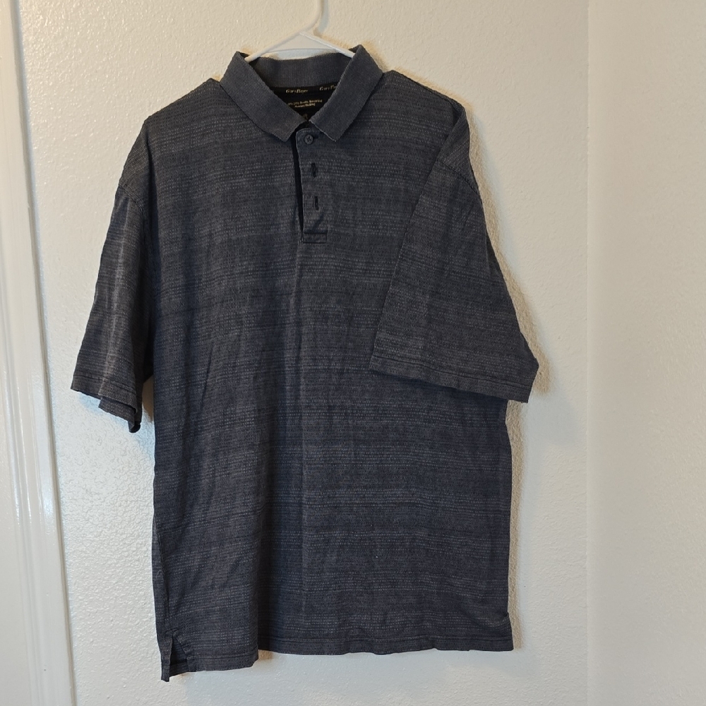 Gary Player Blue And Charcoal Short-Sleeve Polo
